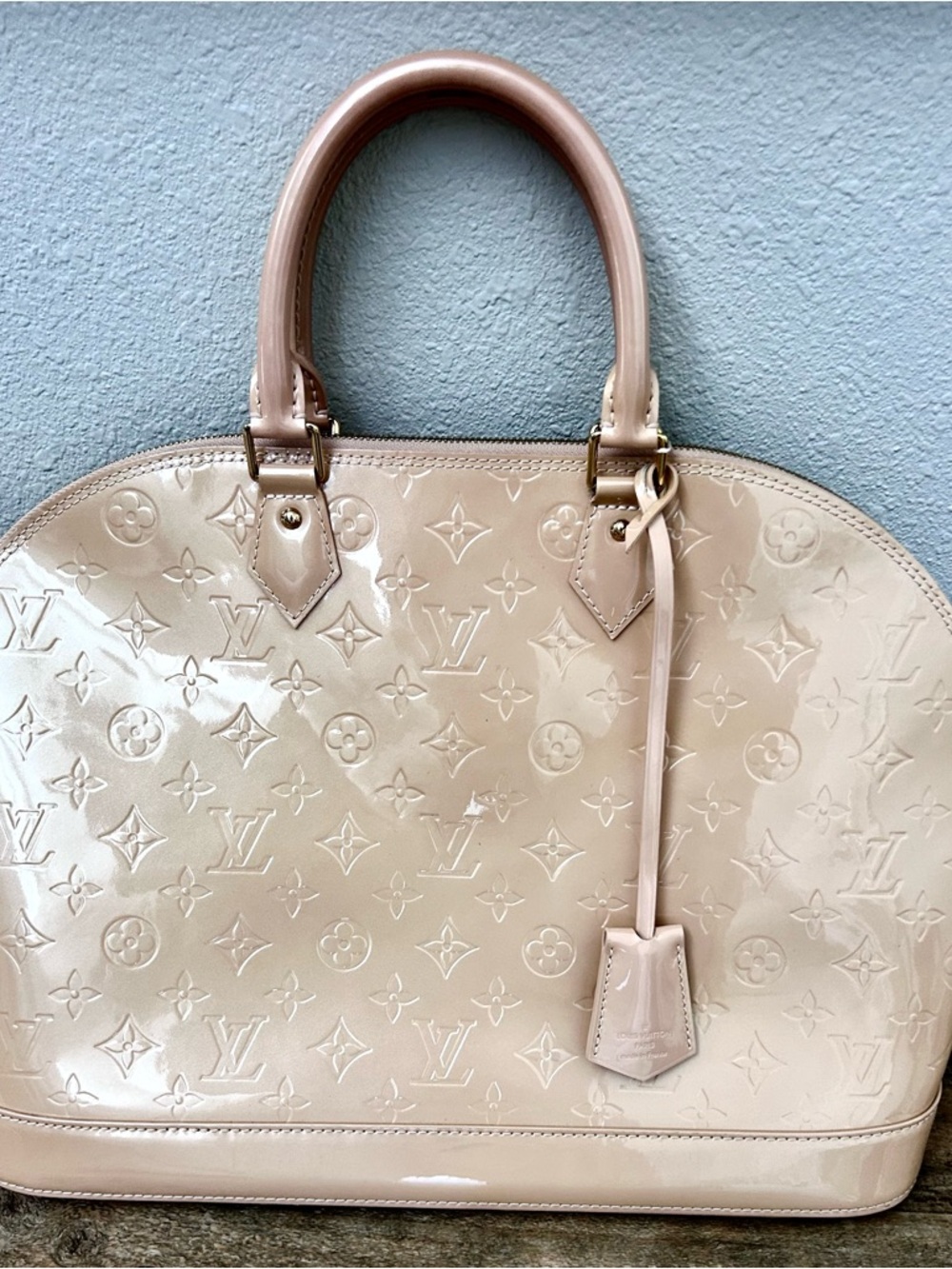 Louis Vuitton Patent Leather Alma Satchel in Light Nude Pink